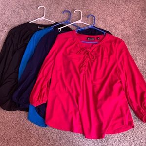 NWOT - lot of 4 womens 3/4 sleeve lace up front blouses  NY&Company L